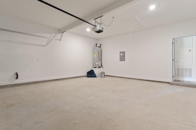 6117 Tansey St, Crestview, FL 32539 - garage with electric panel, water heater, a garage door opener, and recessed lighting