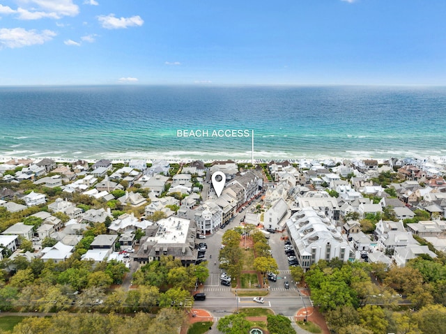 aerial view featuring a beach view and a water view