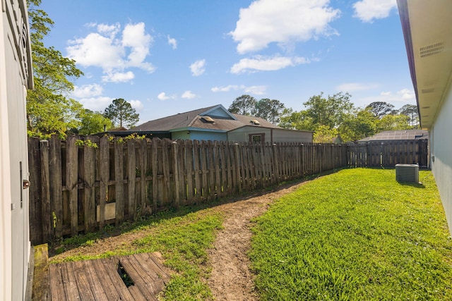 view of yard featuring a fenced backyard