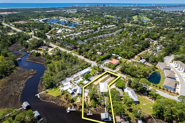 1158 Mack Bayou Rd, Santa Rosa Beach, FL 32459 - bird's eye view with a water view and a residential view