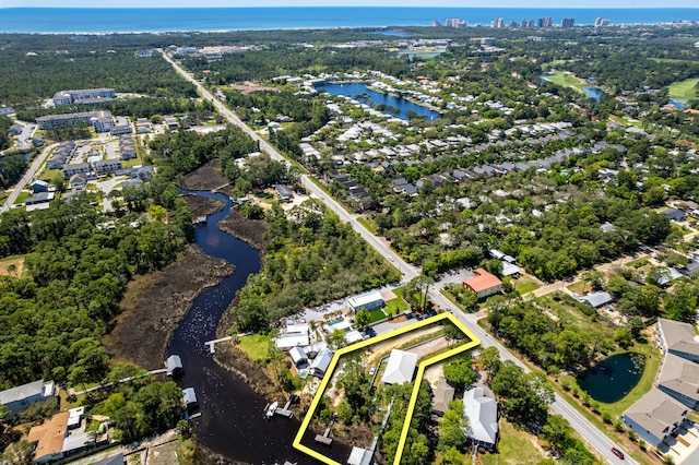 1158 Mack Bayou Rd, Santa Rosa Beach, FL 32459 - bird's eye view with a water view and a city view