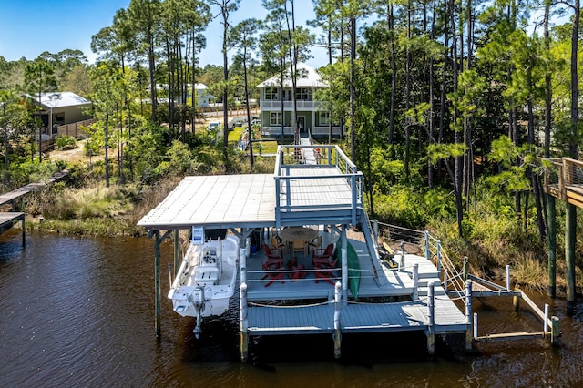 1158 Mack Bayou Rd, Santa Rosa Beach, FL 32459 - view of dock featuring a water view and boat lift