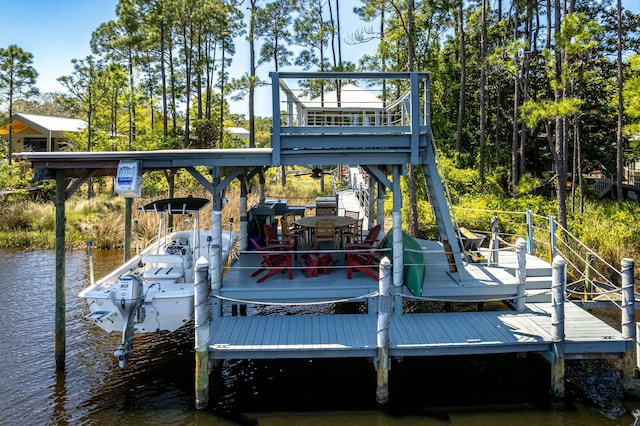 1158 Mack Bayou Rd, Santa Rosa Beach, FL 32459 - dock area with a water view and boat lift