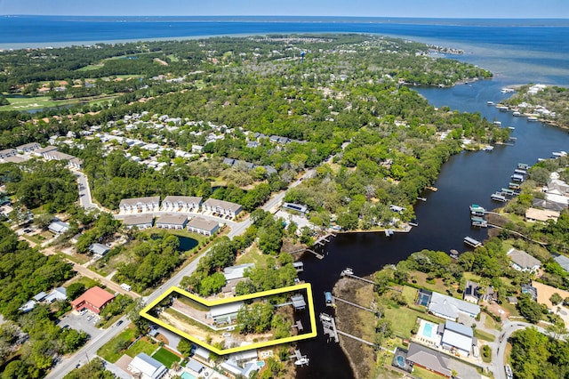 1158 Mack Bayou Rd, Santa Rosa Beach, FL 32459 - drone / aerial view featuring a residential view and a water view