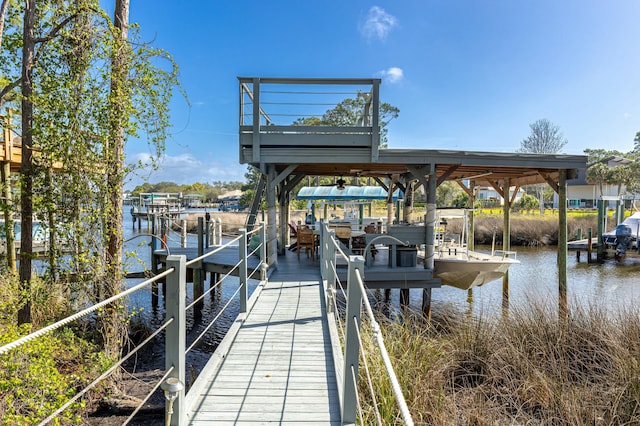 1158 Mack Bayou Rd, Santa Rosa Beach, FL 32459 - dock area with a water view and boat lift