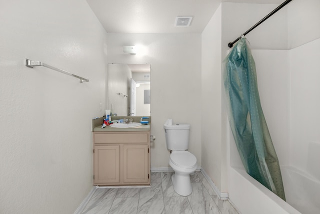 4010 Dancing Cloud Ct Unit 391, Destin, FL 32541 - full bath with toilet, marble finish floors, shower / bath combo, vanity, and baseboards