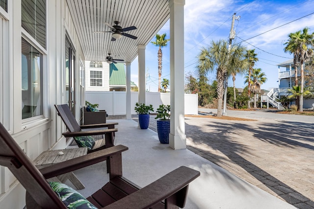 98 Woodward St, Destin, FL 32541 - view of patio featuring fence and a ceiling fan