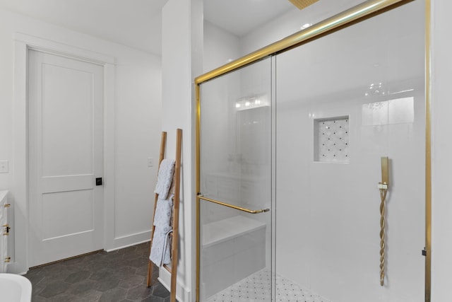 full bath featuring a shower stall