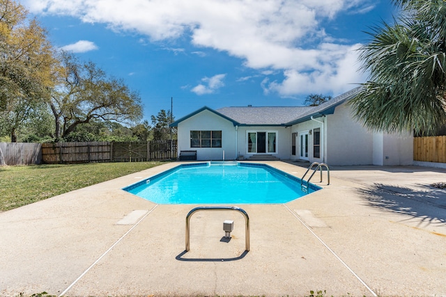 809 Main St, Destin, FL 32541 - view of pool with a patio, a fenced backyard, a fenced in pool, and a lawn