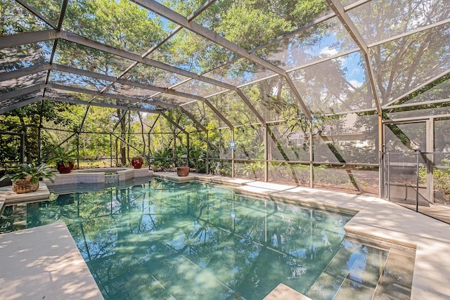 237 Matties Way, Destin, FL 32541 - view of pool featuring glass enclosure and a pool with connected hot tub