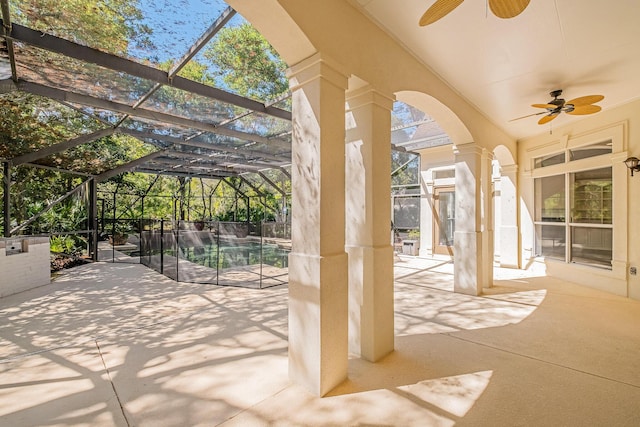 237 Matties Way, Destin, FL 32541 - view of patio with ceiling fan and glass enclosure