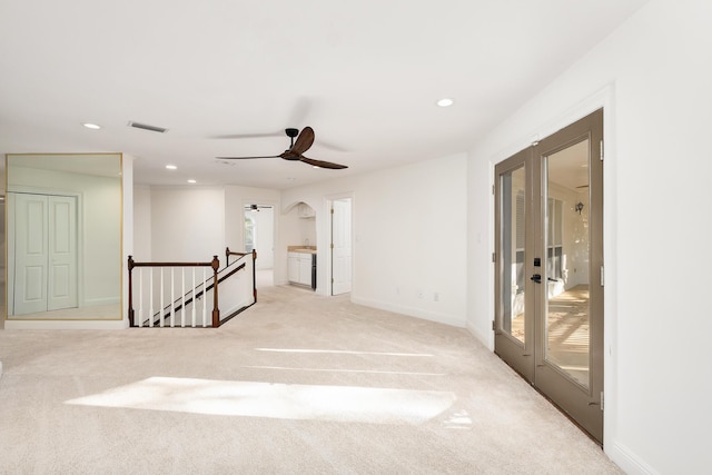 237 Matties Way, Destin, FL 32541 - empty room featuring french doors, light colored carpet, ceiling fan, recessed lighting, and baseboards