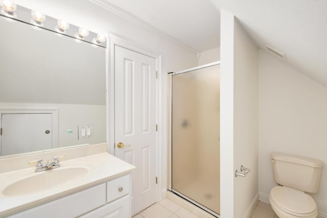 237 Matties Way, Destin, FL 32541 - bathroom featuring a shower stall, vanity, tile patterned floors, toilet, and baseboards