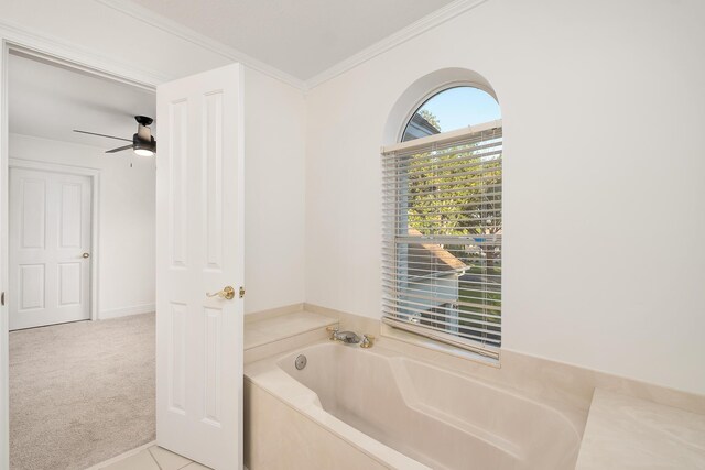 237 Matties Way, Destin, FL 32541 - full bathroom with a bath, ornamental molding, and a ceiling fan
