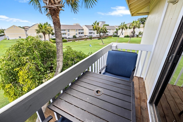 deck with a residential view