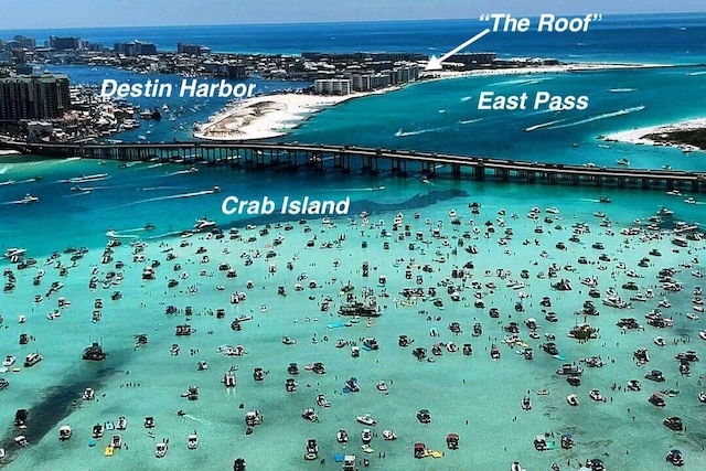 34 Gulf Breeze Ct, Destin, FL 32541 - drone / aerial view with a water view and a view of city