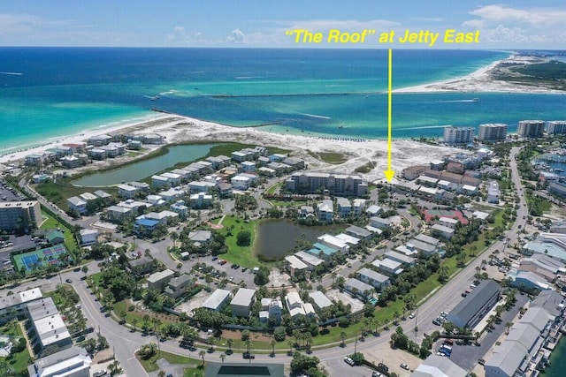 34 Gulf Breeze Ct, Destin, FL 32541 - drone / aerial view with a beach view and a water view