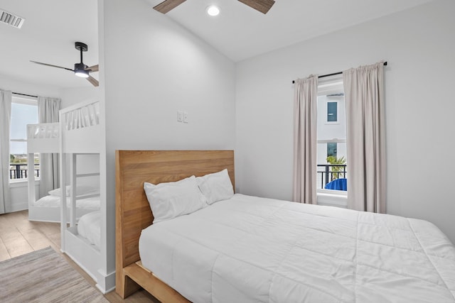 34 Gulf Breeze Ct, Destin, FL 32541 - bedroom with wood finished floors, ceiling fan, visible vents, and recessed lighting