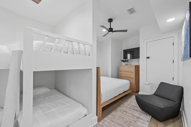 34 Gulf Breeze Ct, Destin, FL 32541 - bedroom featuring wood finished floors, ceiling fan, visible vents, and recessed lighting