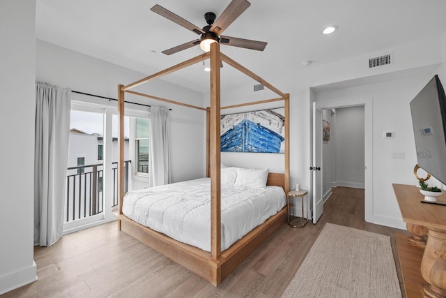34 Gulf Breeze Ct, Destin, FL 32541 - bedroom with recessed lighting, wood finished floors, visible vents, baseboards, and access to outside
