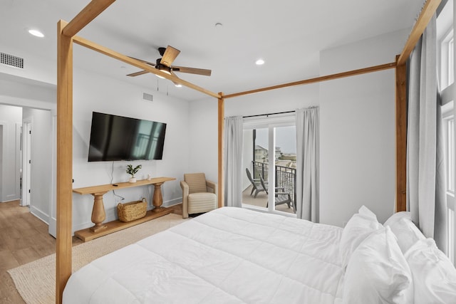 34 Gulf Breeze Ct, Destin, FL 32541 - bedroom with access to outside, wood finished floors, visible vents, and recessed lighting