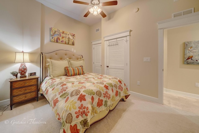 11807 Front Beach Rd Unit 2104, Panama City Beach, FL 32407 - bedroom with a closet, baseboards, visible vents, and light colored carpet