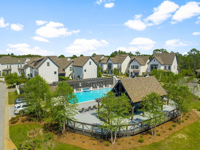 331 Ridgewalk Cir, Santa Rosa Beach, FL 32459 - view of pool featuring a pergola, a residential view, and fence