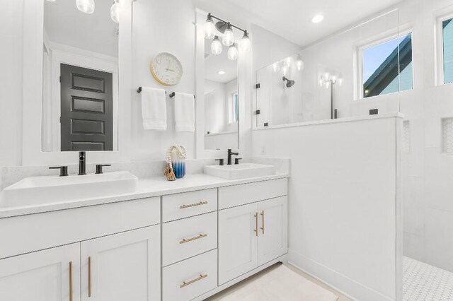 331 Ridgewalk Cir, Santa Rosa Beach, FL 32459 - full bath featuring walk in shower, a sink, and double vanity