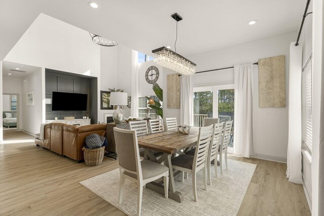 332 Somerset Bridge Rd, Santa Rosa Beach, FL 32459 - dining area featuring a chandelier, recessed lighting, and light wood-style flooring