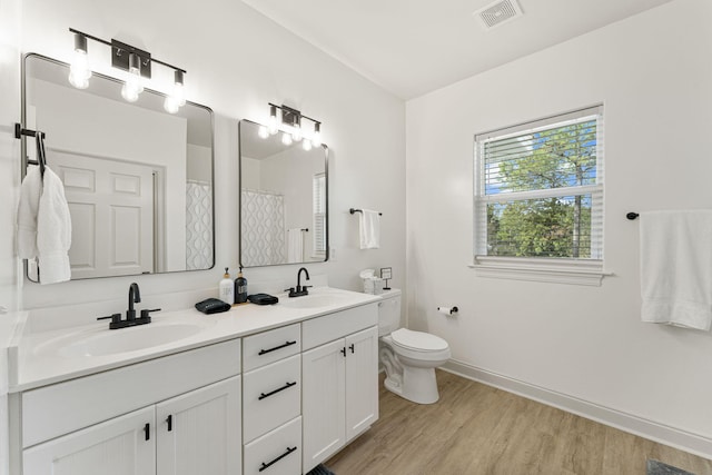 332 Somerset Bridge Rd, Santa Rosa Beach, FL 32459 - bathroom with visible vents, baseboards, a sink, and wood finished floors