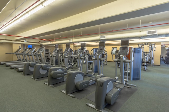 workout area with visible vents
