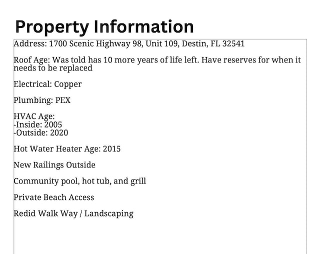 1700 Scenic Highway 98 Unit 109, Destin, FL 32541 - a document