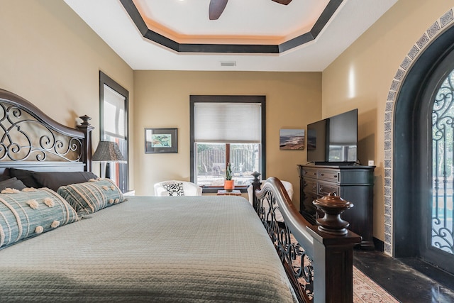 100 Vista Blfs, Destin, FL 32541 - bedroom with a raised ceiling and a ceiling fan