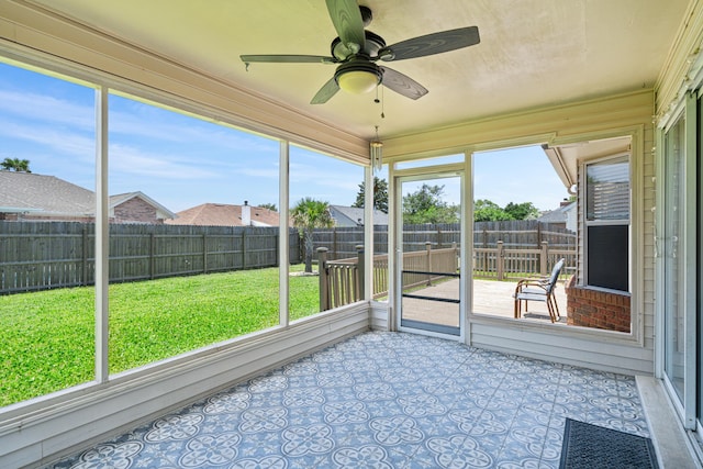 119 Long Pointe Dr, Mary Esther, FL 32569 - unfurnished sunroom with a ceiling fan