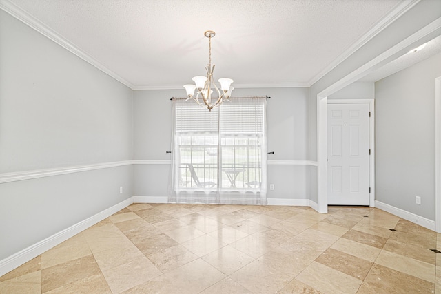 119 Long Pointe Dr, Mary Esther, FL 32569 - spare room featuring a chandelier, ornamental molding, and light tile patterned flooring