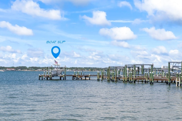 dock area featuring a water view and boat lift