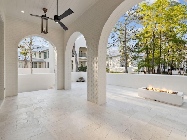 335 Churchill Oaks Dr, Santa Rosa Beach, FL 32459 - view of patio / terrace featuring a ceiling fan and an outdoor fire pit