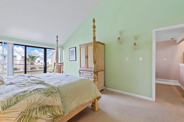 8520 Gulf Blvd # Ut-39, Navarre, FL 32566 - bedroom with baseboards, light colored carpet, and high vaulted ceiling