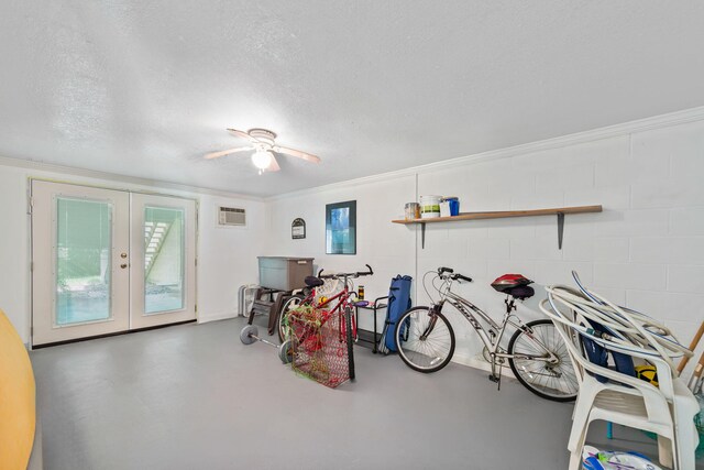 8520 Gulf Blvd # Ut-39, Navarre, FL 32566 - garage with french doors, ceiling fan, and a wall mounted AC