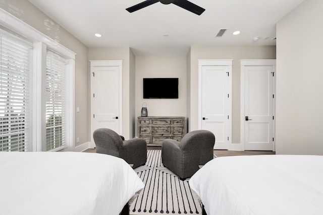 107 Grande Pointe Dr, Inlet Beach, FL 32461 - bedroom with baseboards, wood finished floors, recessed lighting, and ceiling fan