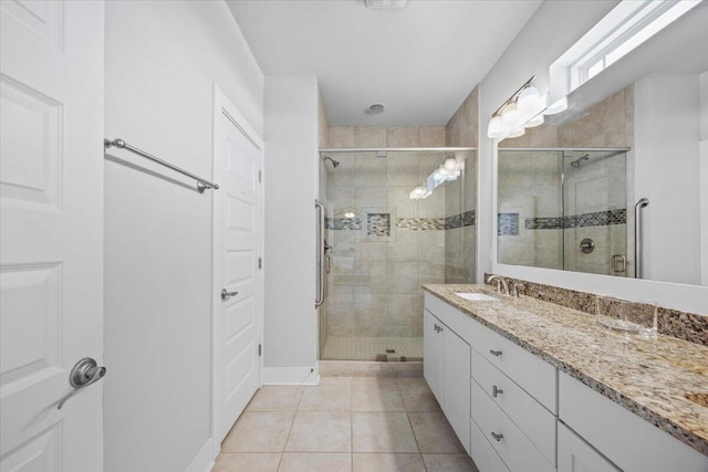 1454 Seaside Cir, Navarre, FL 32566 - full bathroom featuring a shower stall, tile patterned flooring, and vanity