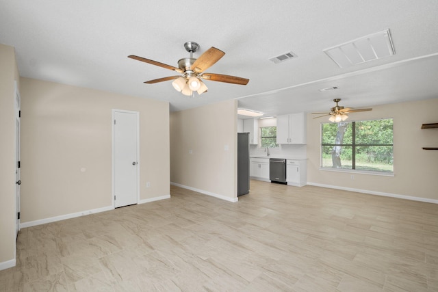 3335 Rolling Hills Cir, Bonifay, FL 32425 - unfurnished living room with visible vents, ceiling fan, and baseboards