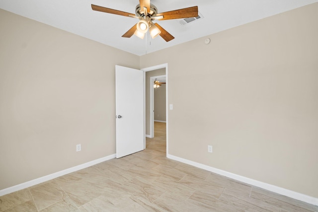 3335 Rolling Hills Cir, Bonifay, FL 32425 - unfurnished room featuring baseboards, a ceiling fan, and visible vents