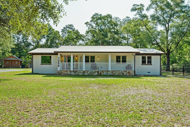 1259 Black Creek Blvd, Freeport, FL 32439 - single story home with covered porch, metal roof, and crawl space