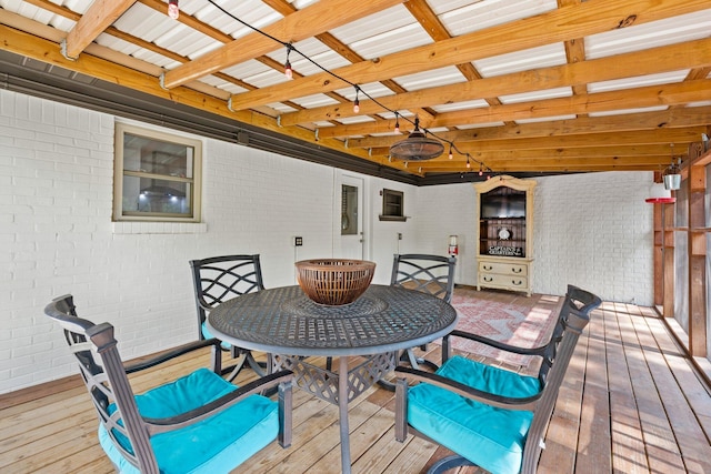 1259 Black Creek Blvd, Freeport, FL 32439 - wooden terrace with outdoor dining space and a ceiling fan