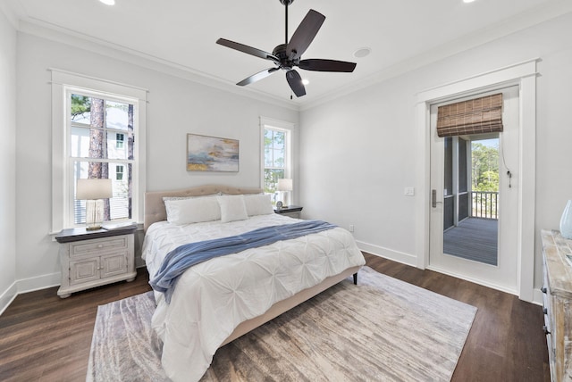 205 Mallard Ln, Santa Rosa Beach, FL 32459 - bedroom featuring crown molding, access to outside, and multiple windows