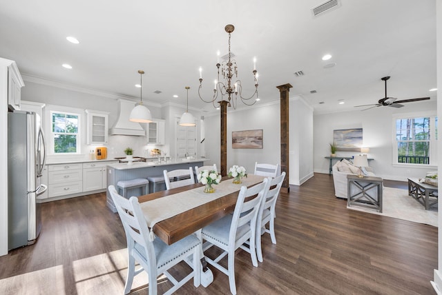 205 Mallard Ln, Santa Rosa Beach, FL 32459 - dining space featuring plenty of natural light, visible vents, and ornamental molding