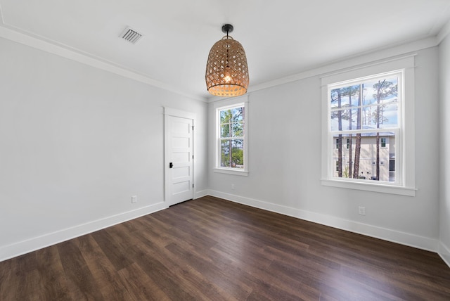 205 Mallard Ln, Santa Rosa Beach, FL 32459 - empty room featuring baseboards, visible vents, a chandelier, and dark wood-style floors