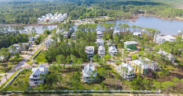 205 Mallard Ln, Santa Rosa Beach, FL 32459 - bird's eye view featuring a residential view, a view of trees, and a water view