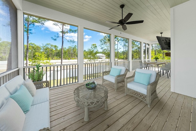 205 Mallard Ln, Santa Rosa Beach, FL 32459 - sunroom / solarium featuring a healthy amount of sunlight and ceiling fan